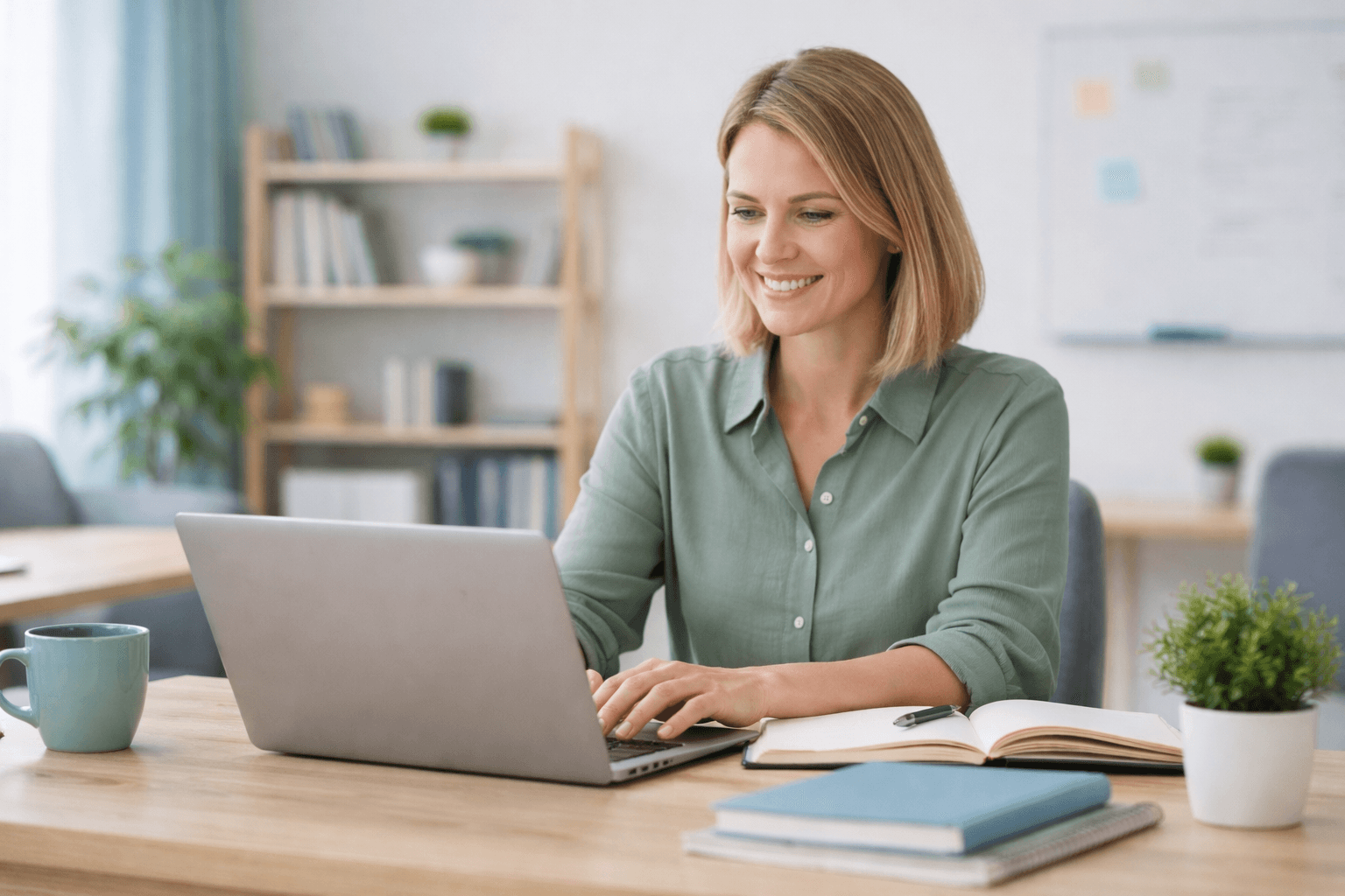 Student learning a language with headphones